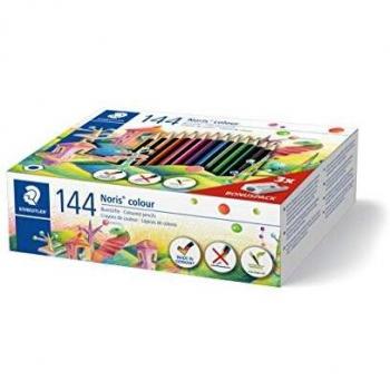Lápices de Colores Ecológicos Staedtler Noris 185 C144, Hexagonales con 12 Colores Surtidos, Caja de 144 Unidades