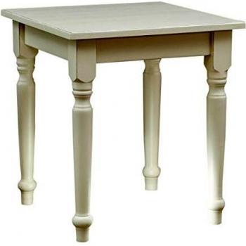 Mesa Cuadrada de Madera Maciza de Tilo con Acabado Blanco Envejecido 70x70x78 cm