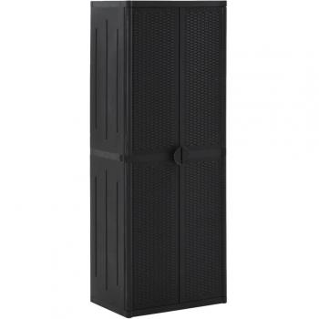 vidaXL Garden Storage Cabinet Black 65x45x172 cm PP Rattan