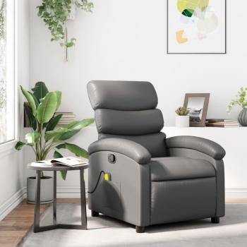 Sillón de masaje reclinable de cuero gris