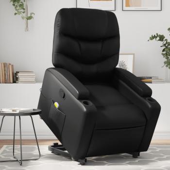 Sillón reclinable de masaje de pie en cuero artificial - Negro, Crema, Marrón - Sillón cómodo para dormitorio y sala de estar - Silla relax y sofá