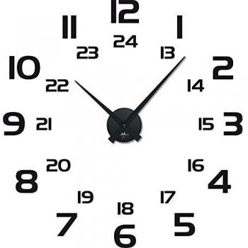 Adhesivo decorativo para pared con reloj-moderno, timeless con diseño pequeño y números grandes-sala de estar, negro, reloj negro