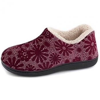 ULTRAIDEAS Zapatillas de casa de Mujer con Espuma de Memoria y Forro Polar, con Suela de Goma Antideslizante para Interiores y Exteriores,Vino Tinto40 EU