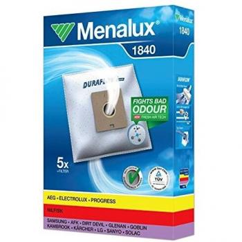 Menalux 1840 - Pack de 5 bolsas sintéticas y 1 filtro para aspiradoras Nilfisk Bravo, Coupe y One, Samsung, Solac Springtec y Taurus Polo 2000