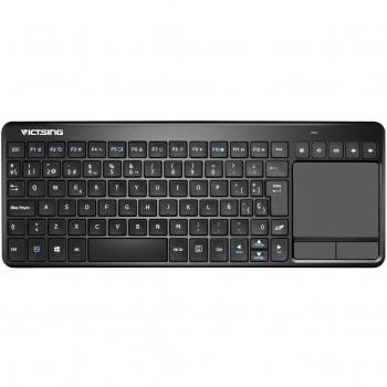 VicTsing Ultra Delgada Mini Teclado Inalámbrico Touchpad con 2.4G B Receptor, QWERTY Español Incluye Ñ para PC/Laptops/Tablet/Smart TV/Portátil – Negro