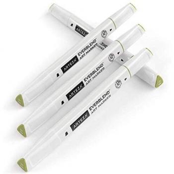 Arteza EverBlend rotuladores mezcladores color Verde Oliva A942 | Juego de 4 | Rotuladores de alcohol con doble punta