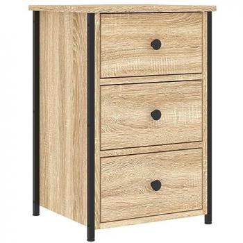 Mesita de noche de madera de ingeniería 40x36x60 cm en color negro, roble sonoma y roble ahumado, ideal para habitación, dormitorio, salón o estudio