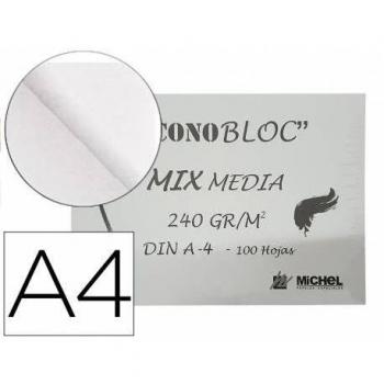 Bloc de dibujo multitécnicas Michel Econobloc Mix Media DIN A4 100 hojas 240 gr encolado