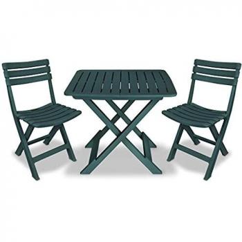 3 Piece Folding Bistro Set Plastic Green