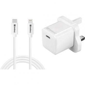 Cargador USB-C 20W UK + Lightning 1M Sandberg