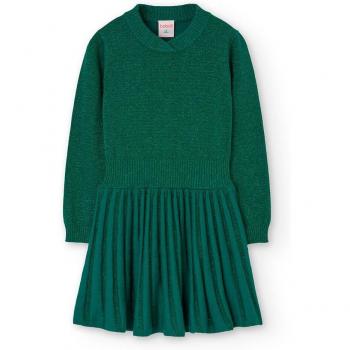Boboli - Vestido de niña con hilo dorado y falda plisada