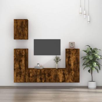 vidaXL Set de muebles de TV 5 piezas madera contrachapada roble ahumado Marrón