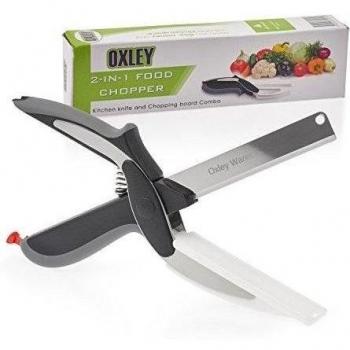 Oxley 2-in-1 cortador inteligente de picador de alimentos. Clever cutter Cuchillo de cocina y tabla de cortar combinada. Cortador de verduras cuchillo de queso Mini picadora cuchillo de chef tijeras de cocina. Perfecto añadir a tu cocina Gadgets y utensi