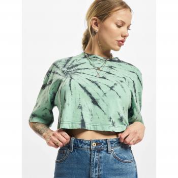 Oversized Cropped Tie Dye T-Shirt for Women in Black/Green