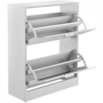 Mueble Zapatero Blanco con 2 Puertas y Baldas, 63 x 24 x 81 cm