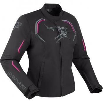Chaqueta textil de motocicleta para mujer Bering Dundy impermeable Negro-Fúcsia