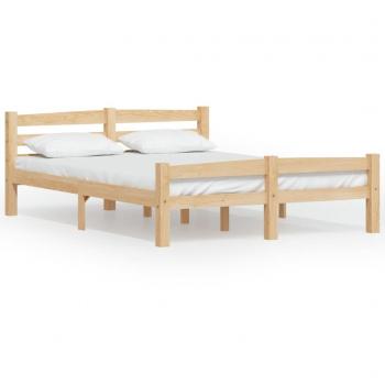 Cama de madera de pino gris 140x200 cm sin colchón