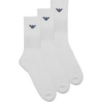 Emporio Armani Pack de 3 Calcetines Cortos Deportivos para Hombre, Talla Única, Color Blanco