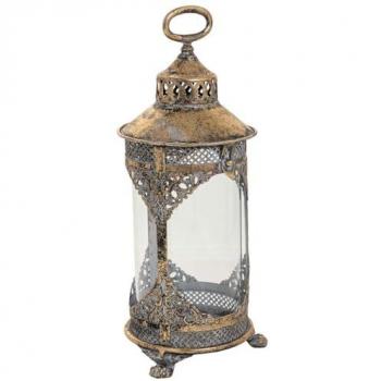 Portavelas de Metal Dorado 17x17x42 cm - Brillo y Estilo Elegante