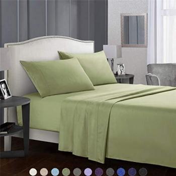 SaDiao Juego de Ropa de Cama de 4 Piezas, Suave Microfibra cepillada, Bolsillos Profundos con sábana Bajera, Hoja Plana con 2 Fundas de Almohada, Pliegues, Antimanchas