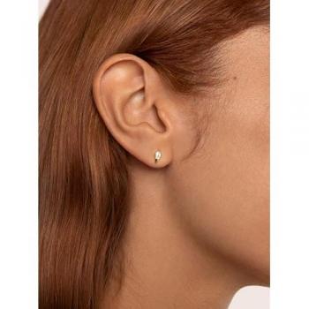 Pendiente Suelto Sleek en Plata de Ley 925 con acabado de Baño en Oro de 18 Kt y detalles en Circonitas - Joyas para Mujer