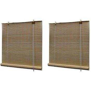 vidaXL 2X Estores Enrollables Bambú Natural Persianas Ventana Hogar Diseño Privacidad Control Cantidad Luz Entrante Fáciles Limpiar Colocar 120x160cm
