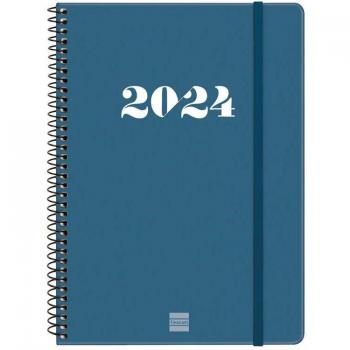 Agenda Finocam My E10 Semana Vista Horizontal 2024 Azul - Espiral 155x212mm Enero-Diciembre Español