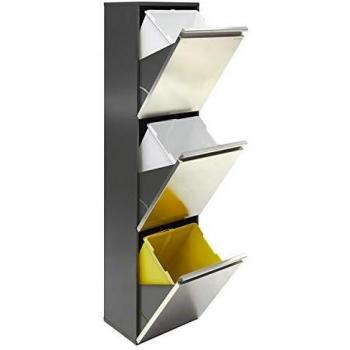Arregui Vario CR305 Cubo de Basura y Reciclaje de Acero Inoxidable de 3 Cubos, INOX, 133,5 x 31,6 x 25 cm