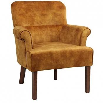 Sillón Ocre 77 x 64 x 88 cm Tejido Sintético Madera con Brazos Tapizado de Terciopelo