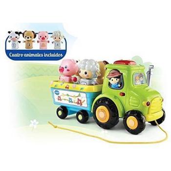 VTech Granja sobre Ruedas, Tractor Interactivo con Cinco pasajeros para Encajar y Aprender Animales, números y Colores, más de 65 Canciones, melodías y Sonidos