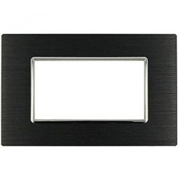 Placa de Lujo 4M en Metal Satinado Color Negro Compatible con Bticino Axolute