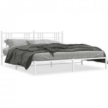 Cabecero de metal blanco con estructura de cama 183x213 cm
