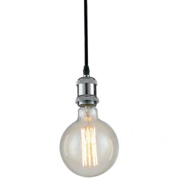 Lámpara Colgante Vintage Cromo 120 Cm - Lámpara colgante de estilo vintage, acabado en cromo, longitud de 120 cm, compatible con bombillas E27