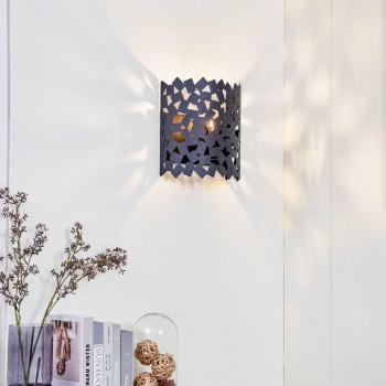 Aplique de pared Aeloria, negro, hierro, 32,5 cm, E27 para salón y comedor