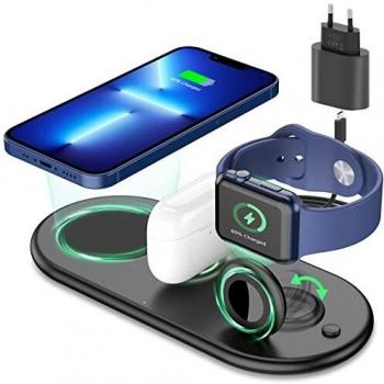 Xoxixl Cargador Inalámbrico 3 en 1 para Apple iWatch Series 7 6 SE 5 4 3 2, AirPods Pro 3 2 1, estación de Carga inductiva para Apple 13/13 Mini/13 ProMax/12/12 ProMAX/11/11 Pro/11 ProMax/XR/X/8