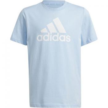 Camiseta infantil Adidas Essentials Big Logo de algodón azul/blanco, manga corta