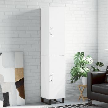 Aparador alto de madera contrachapada blanco 34,5x34x180 cm