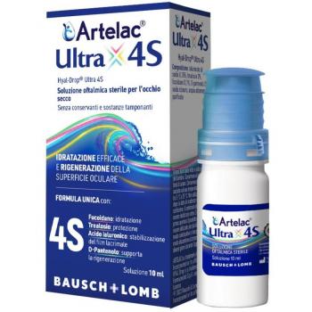 Artelac Ultra 4S Solución Oftálmica en Gotas 10ml, lubricante ocular, alivia la sequedad y la irritación de los ojos, formulación con ácido hialurónico, preservativo libre, compatible