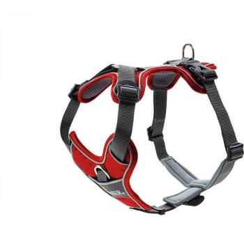Arnés para Perros HUNTER Divo, Color Rojo y Gris, Talla L, Ajuste de Pecho 72-100 cm