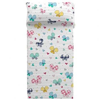 Colcha Bouti 100% Algodón Vichy Mariposas para Cama de 90 cm