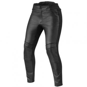 REV'IT! Pantalones de Moto para Mujer Maci 2 Short Negros - Pantalones de cuero, color negro, talla 42