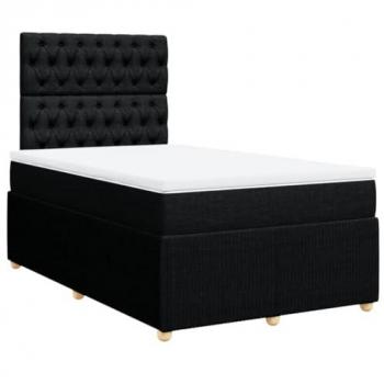 Cama box spring con colchón de muelles en tela negra 120x190 cm