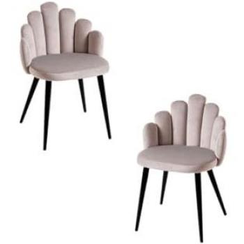 Pack 2 Sillas de Comedor Hand en Terciopelo con Patas Negras - Color Gris