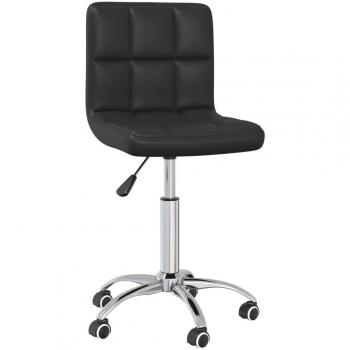 Silla de comedor giratoria negra en cuero sintético