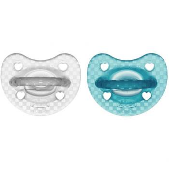 Chicco PhysioForma Luxe Chupete de Silicona para Niño 16-36 Meses, Pack de 2, Azul/Transparente