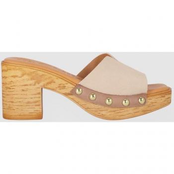 Sandalias de tacón de mujer abiertas de piel