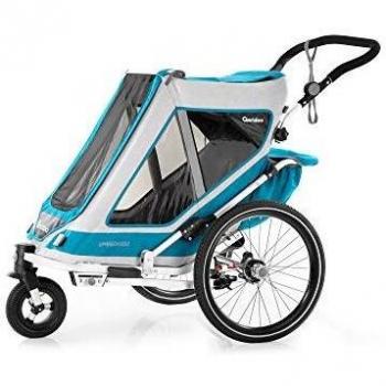 Qeridoo Speedkid2 (2020/2021) Remolque de bicicleta para 2 niños, color azul