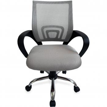 Equip 651015 Silla de Oficina Ergonómica con Asiento Acolchado, Respaldo de Malla Transpirable, Mecanismo de Mariposa, Ajuste de Altura y Base Cromada