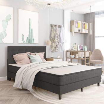 Cama box spring de muelles en tela gris oscuro 140x200 cm
