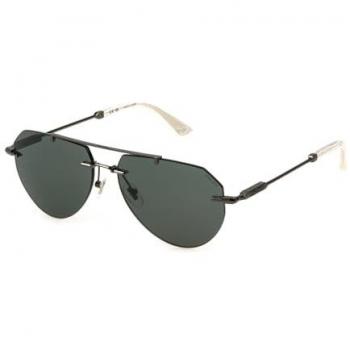 Police Men's Sunglasses SPLN42 Total Shiny Gun with Grey/Green CAT3 Lenses